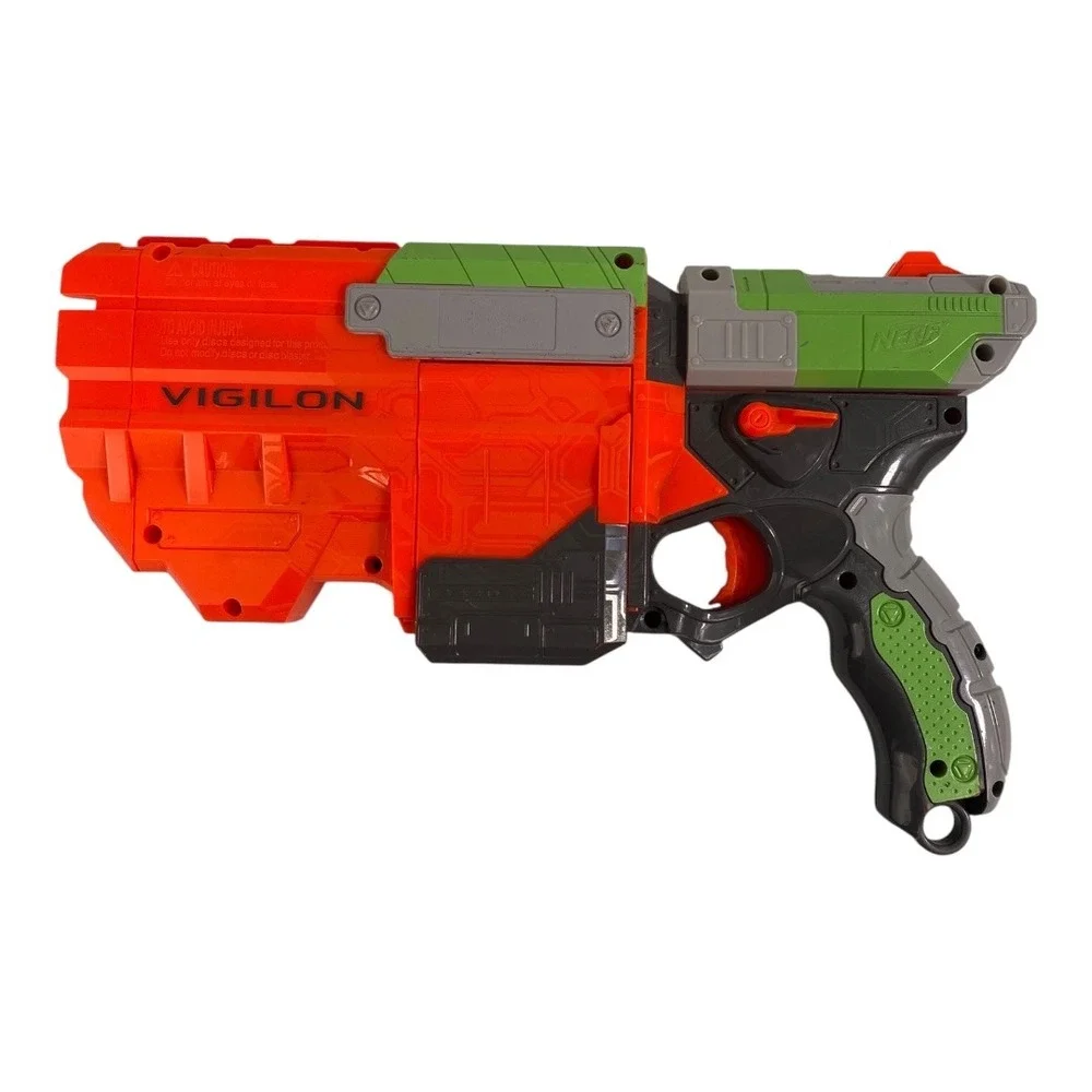 NERF VIGILON Disc Launcher Blaster Toy Gun Orange Green Grey F72Q‎